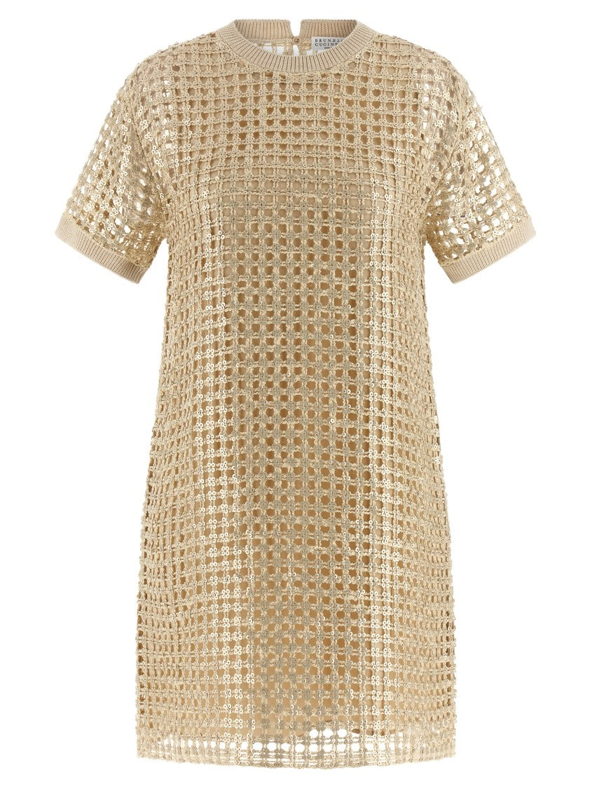 Brunello Cucinelli Dazzling Linen And Silk Sequin Mini Dress