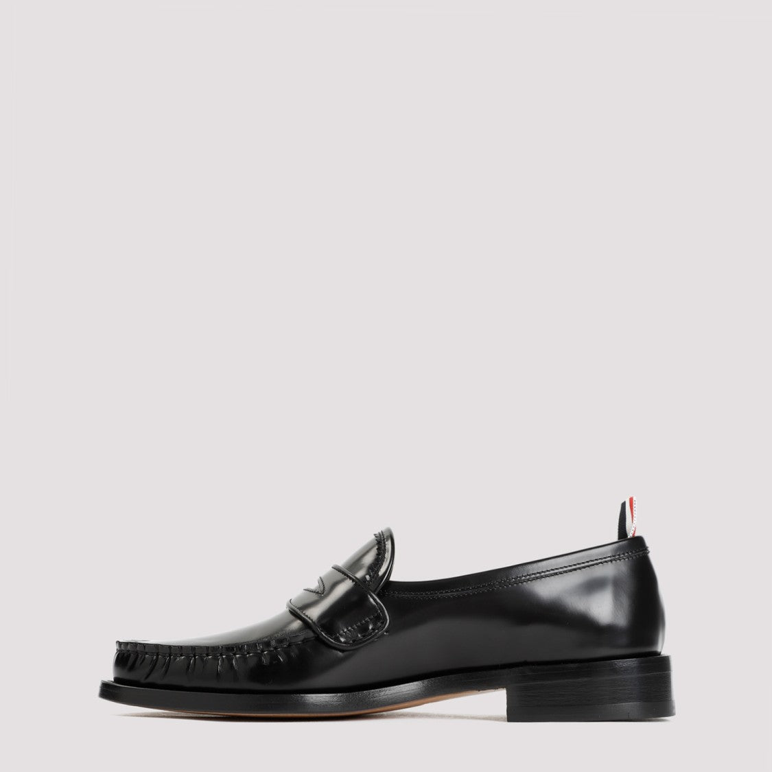 Thom Browne Pleated Varsity Black Calf Leather Loafers