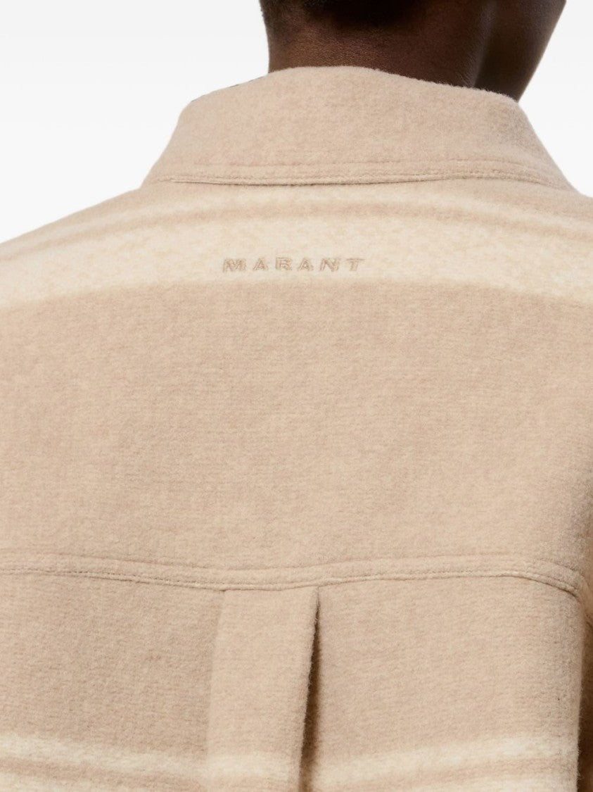 Isabel Marant Étoile Relaxed Oversized Striped Flap Pocket Coat
