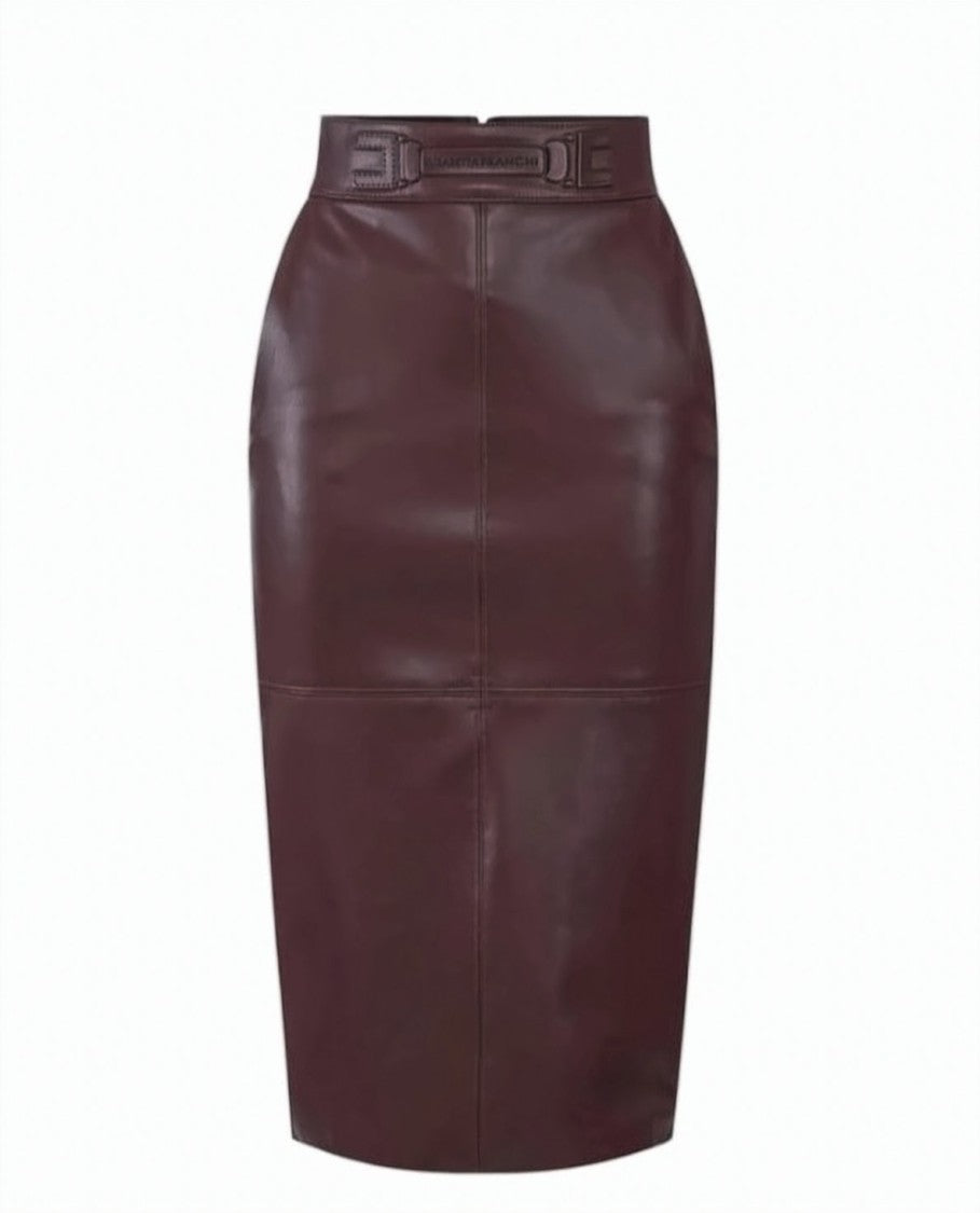 Elisabetta Franchi Midi Synthetic Material Embossed Logo Skirt