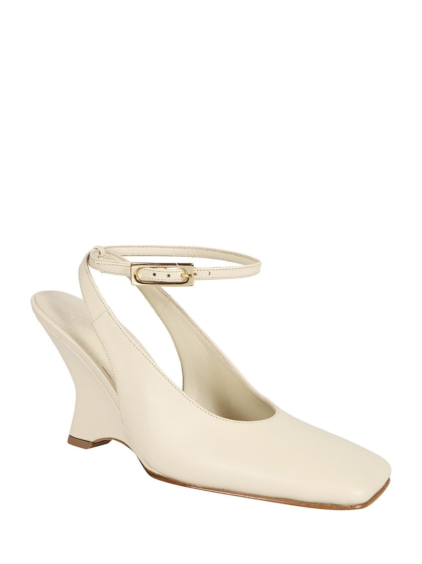 Gia Borghini Ivory Curved Heel Leather Pumps