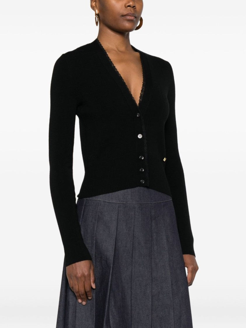 Moschino Cropped Black Wool Cardigan