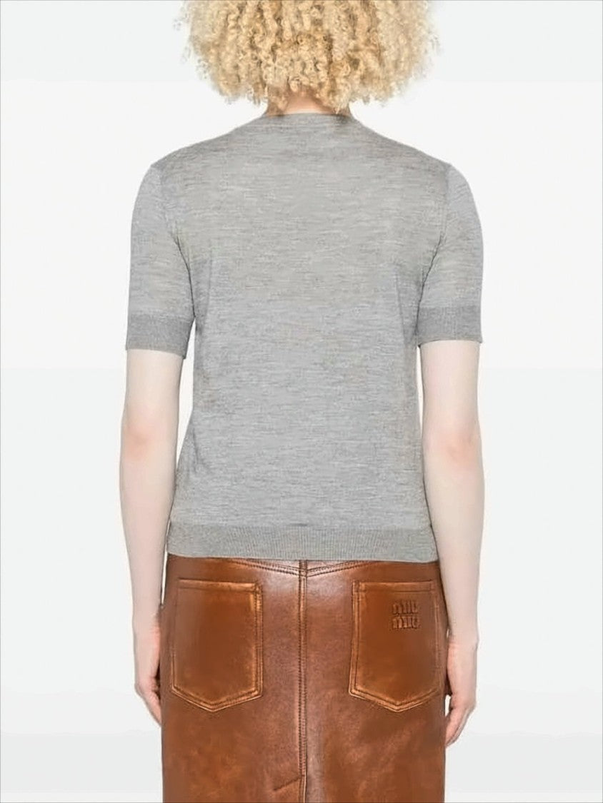 Gucci Fitted Short-Sleeved Knit Top In Cashmere