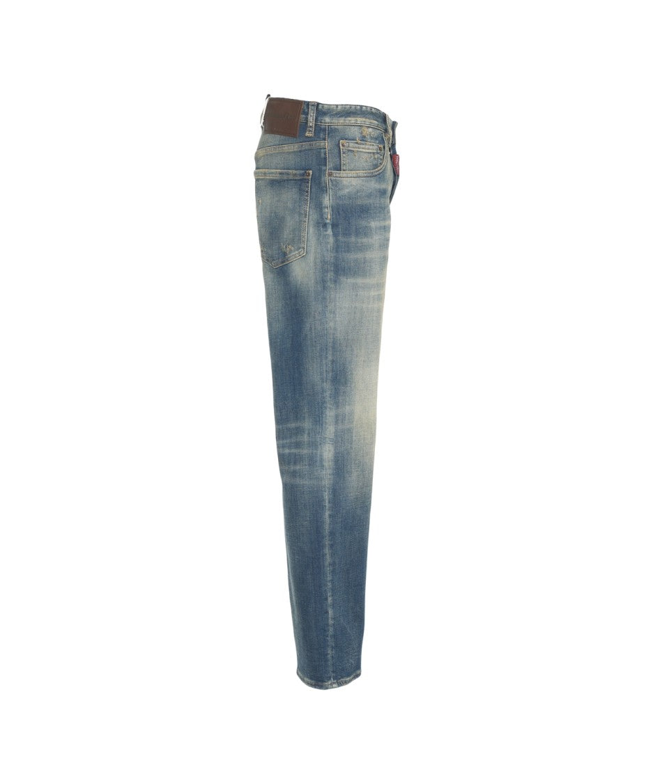 Dsquared2 Straight Leg Denim Jeans With Washed Effect