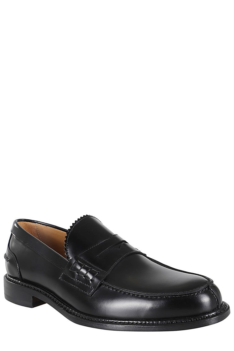 John Spencer Almond Toe Black Leather Loafers