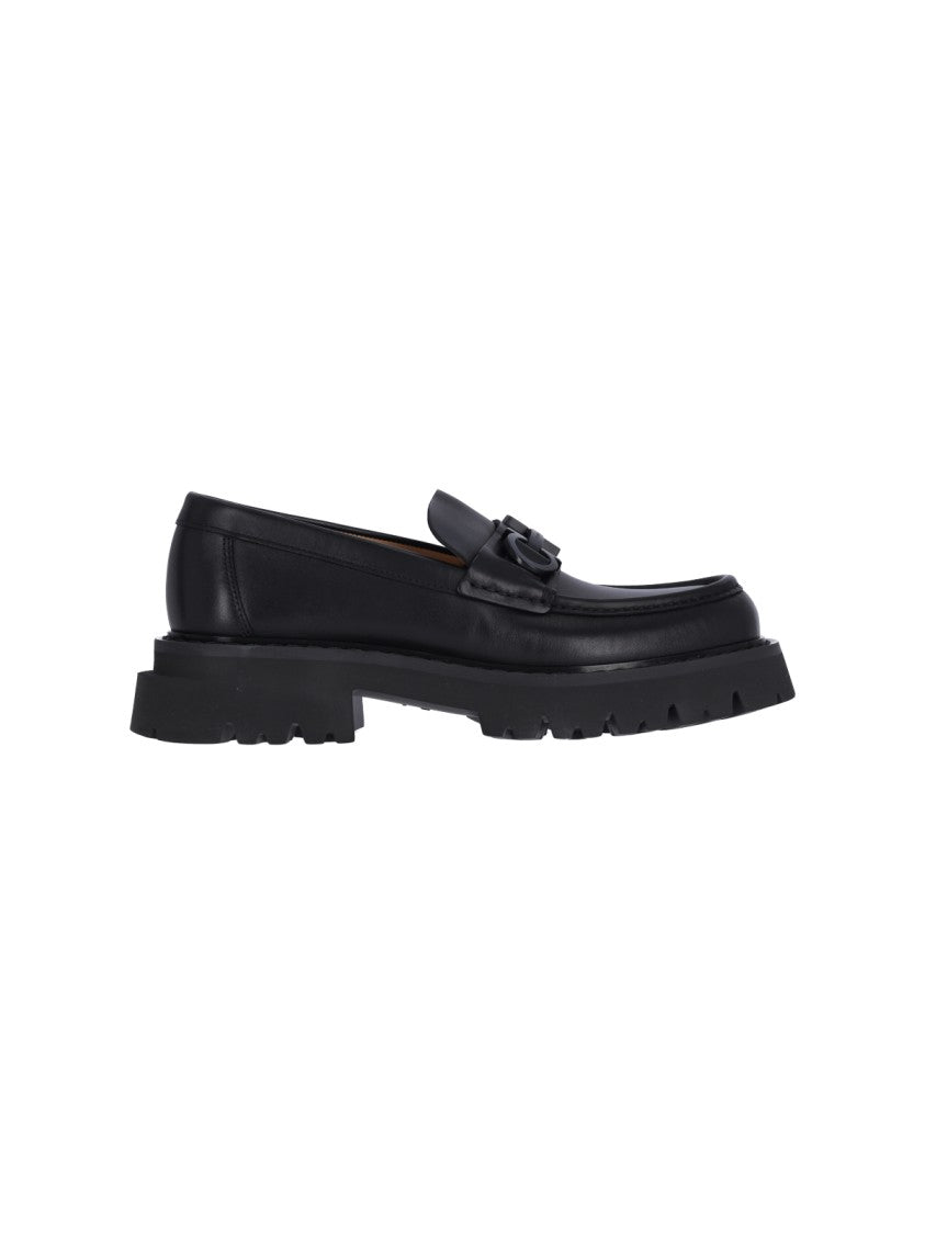 Ferragamo Chunky "Gancini" Loafers – Black