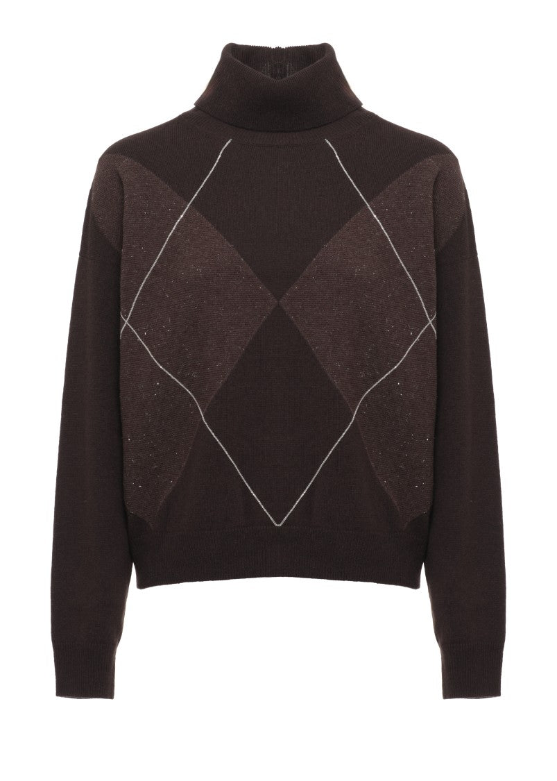 Peserico Structured Wool Blend Sweater With Geometric Pattern