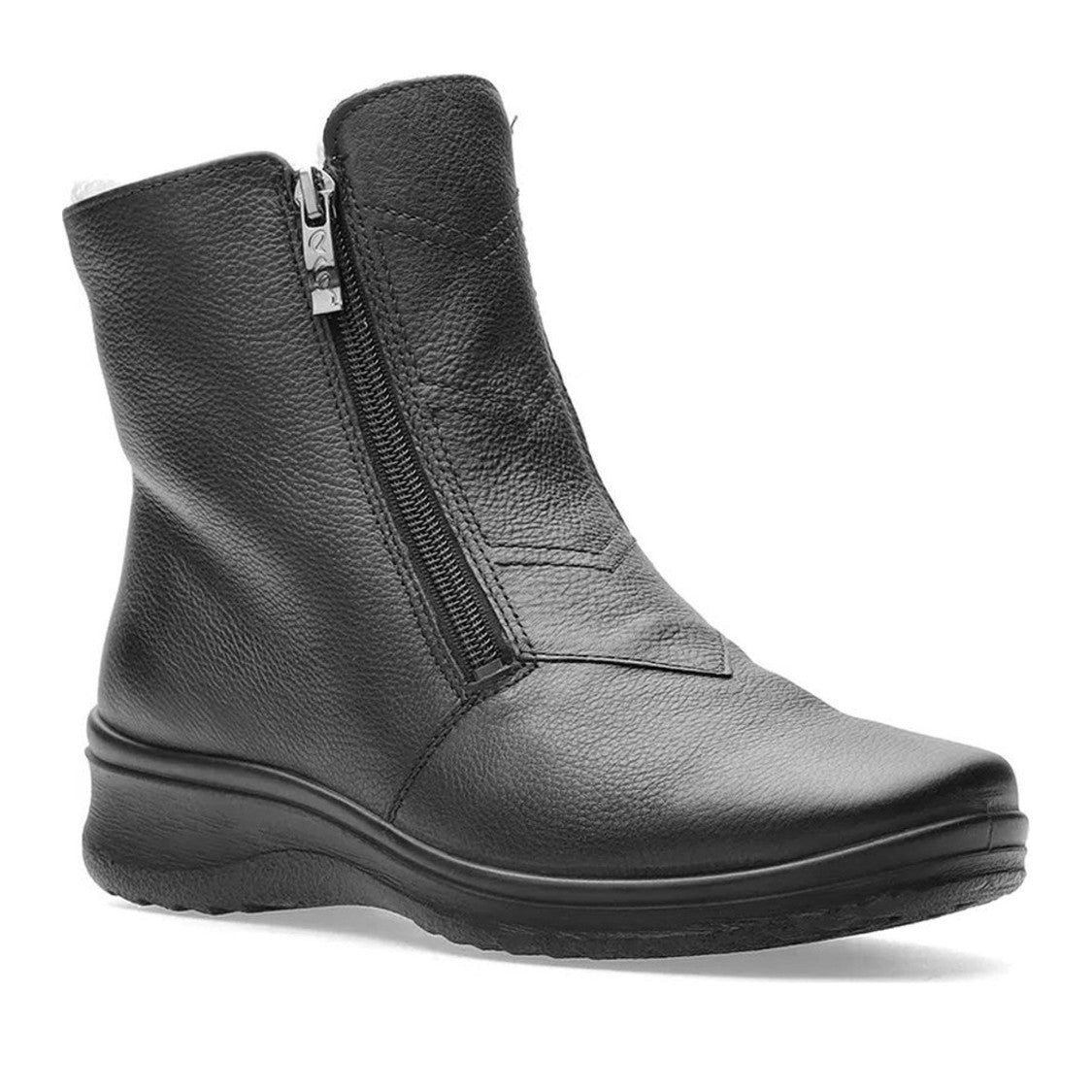 Ara Black München Leather Wedge Boots