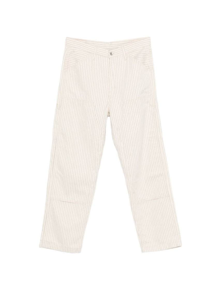 Levi's Panelled White Striped Jeans With Five-Pocket Design