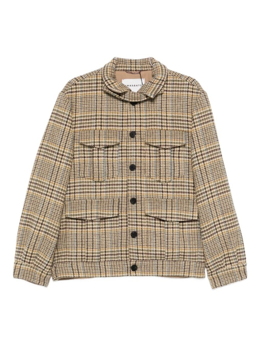 Amaranto Beige Checkered Coat