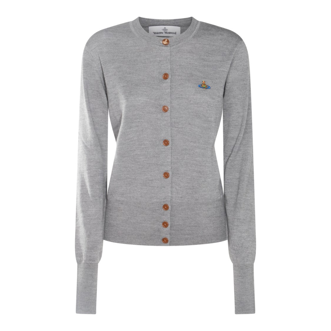 Vivienne Westwood Grey Cotton Wool Blend Knitwear With Round Collar And Button Fastening
