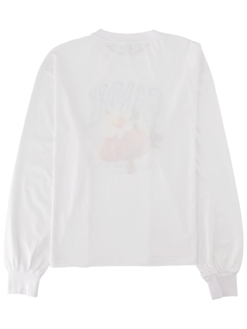 Ganni Strawberry Graphic Long-Sleeve Cotton Top