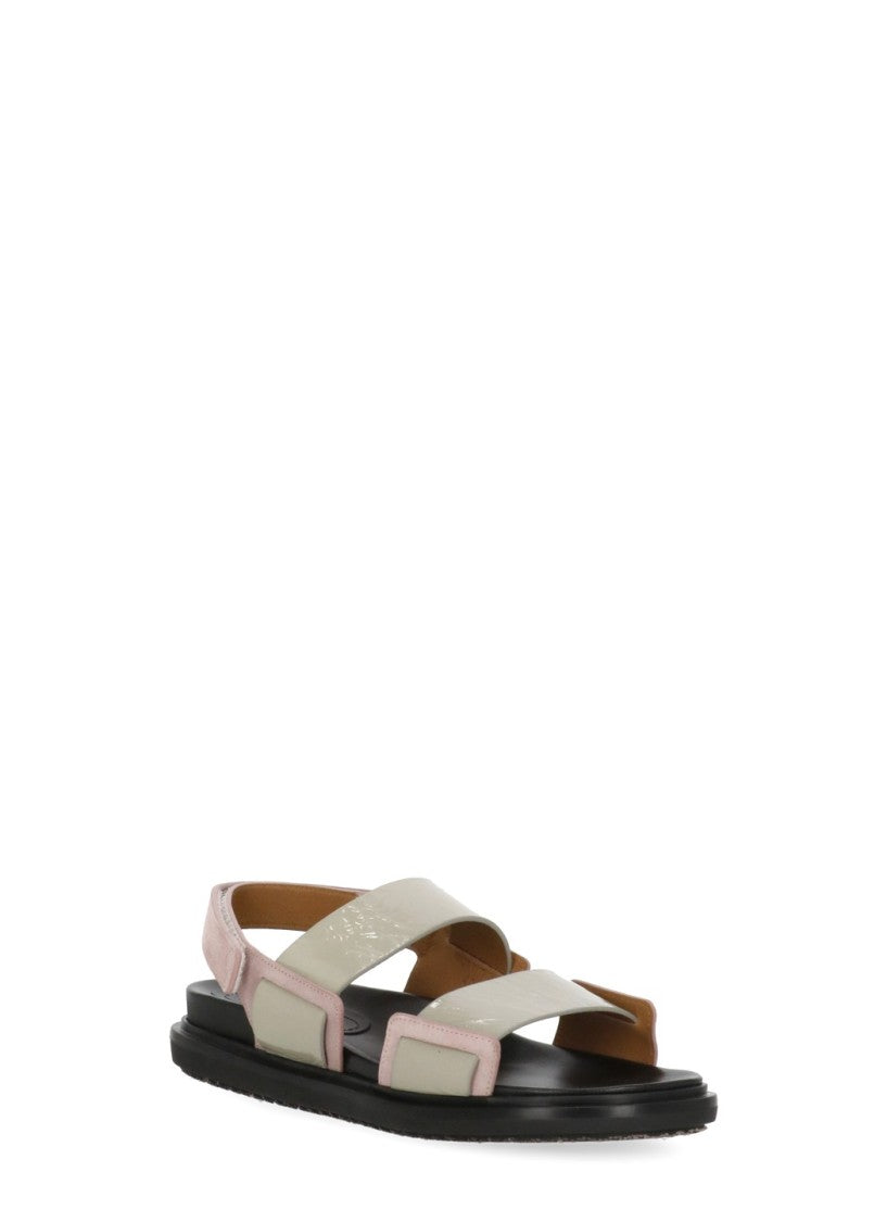 Marni Grey Rear Belt Smooth Leather Sandals
