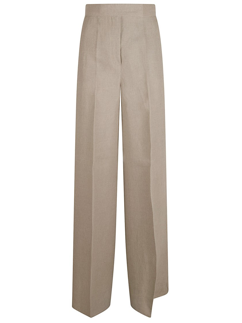 Max Mara Beige Wide-Leg Trousers With High Waist And Front Pleats