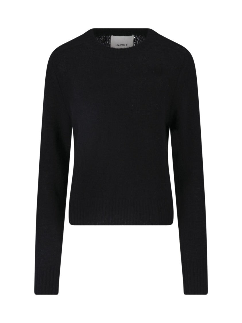 Lisa Yang Classic Crew Neck Ribbed Trim Knit Sweater