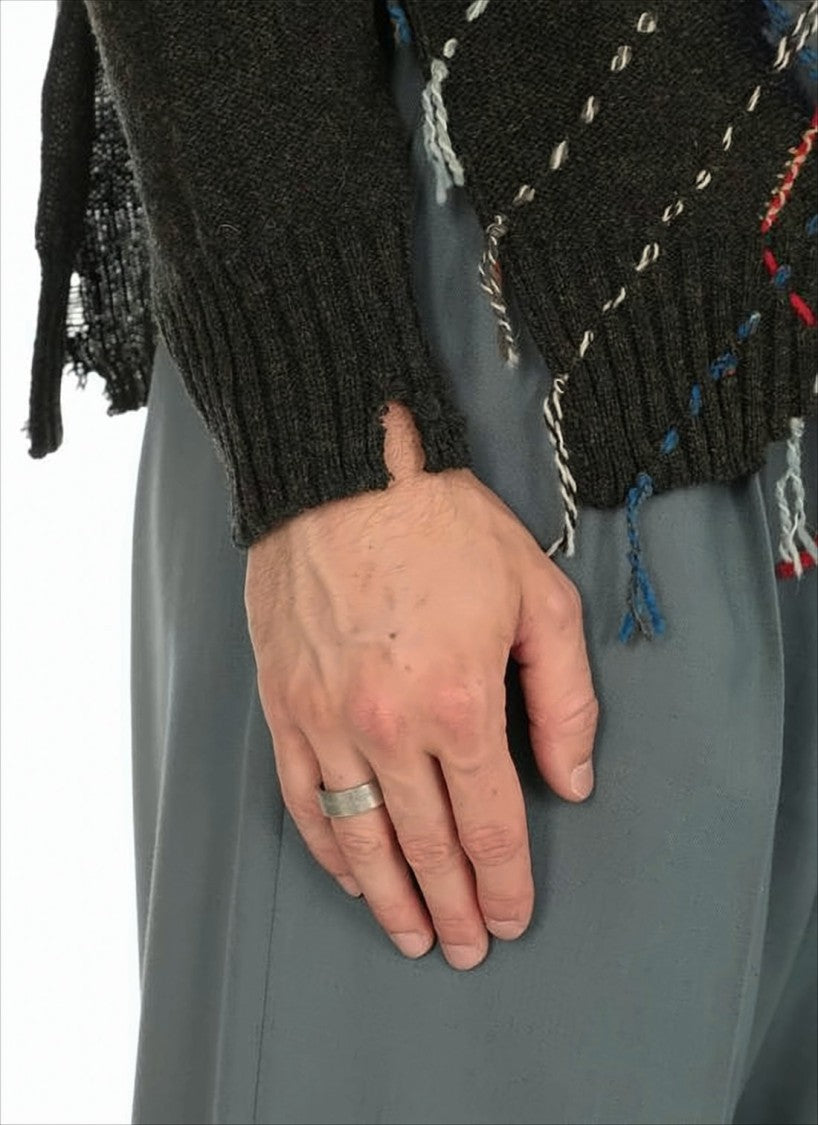 Maison Margiela Polished Silver Ring With Engraved Details