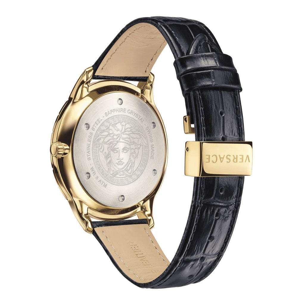 Versace Versace Univers Gmt Analog Watch With Leather Strap