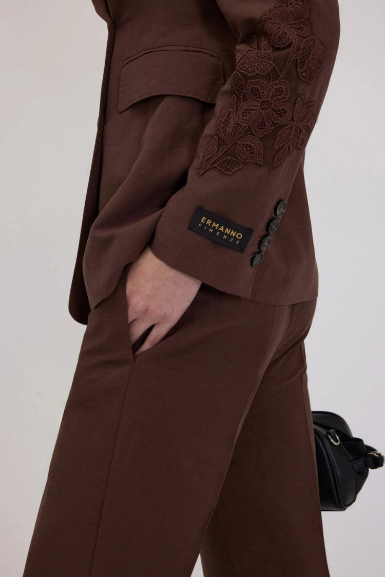 Ermanno Brown Wool-Blend Notch-Lapel Blazer