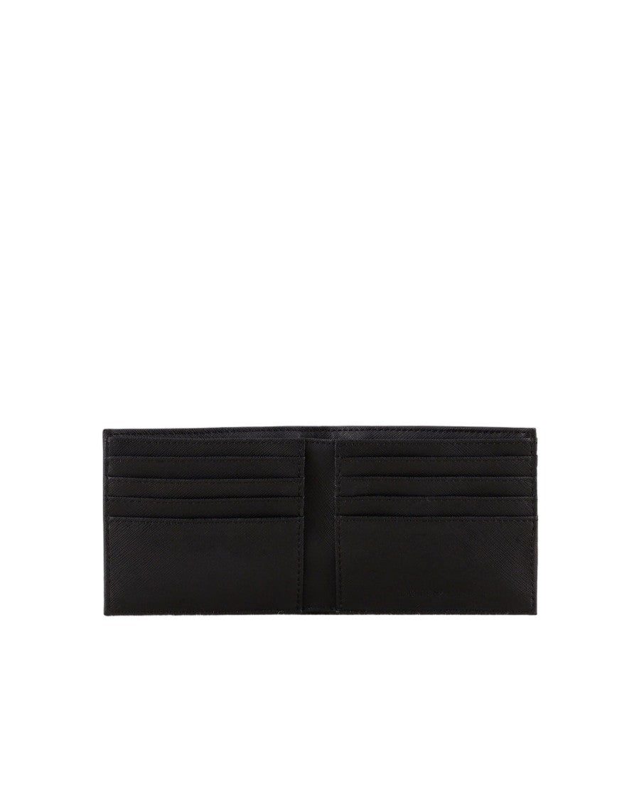 Emporio Armani Textured Black Saffiano Wallet With Eagle Plaque