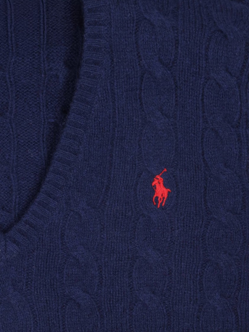 Polo Ralph Lauren Blue Wool-Cashmere Cable-Knit Sweater