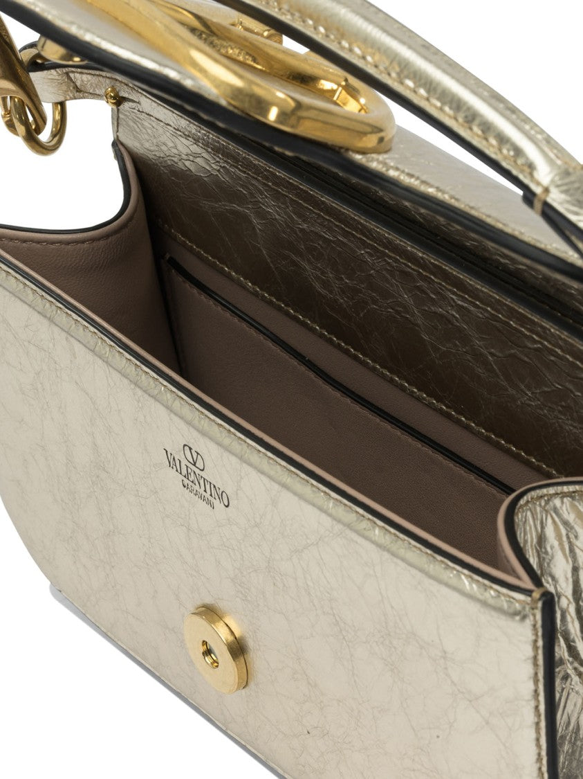 Valentino Garavani Crinkled Metallic Gold Shoulder Bag