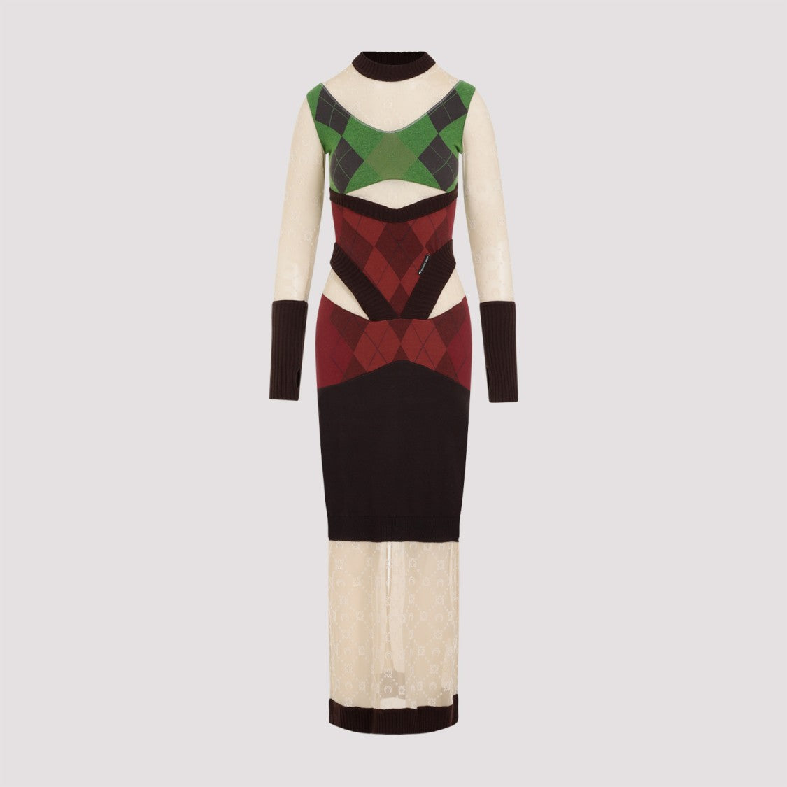 Marine Serre Regenerated Lozenge Knit Fitted Multicolor Cotton Dress