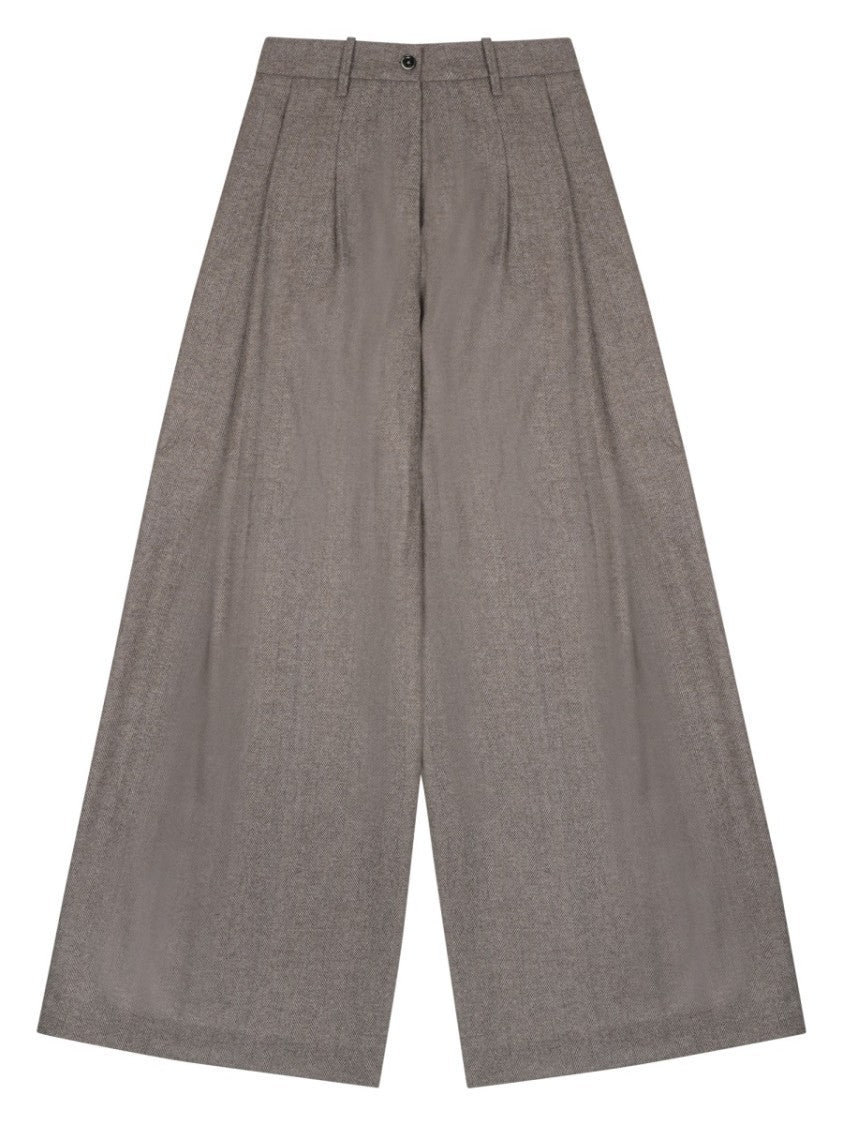 Nine In The Morning High-Waisted Wool Blend Wide-Leg Trousers