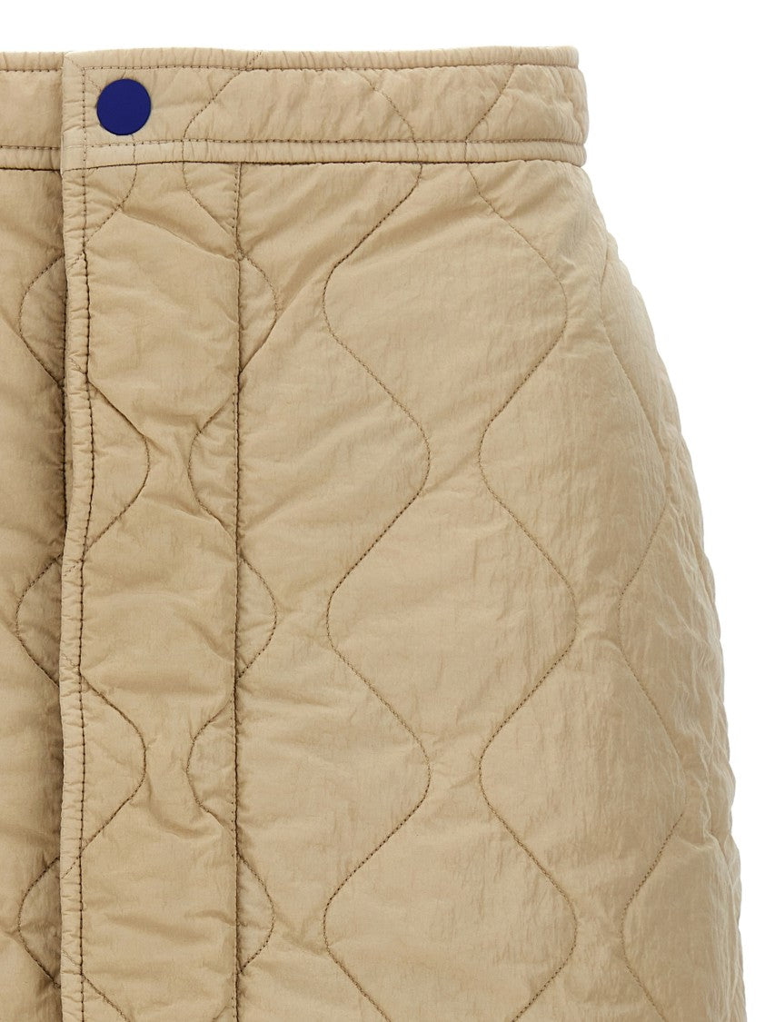 Burberry Quilted Nylon Skirt With Front Button Closure