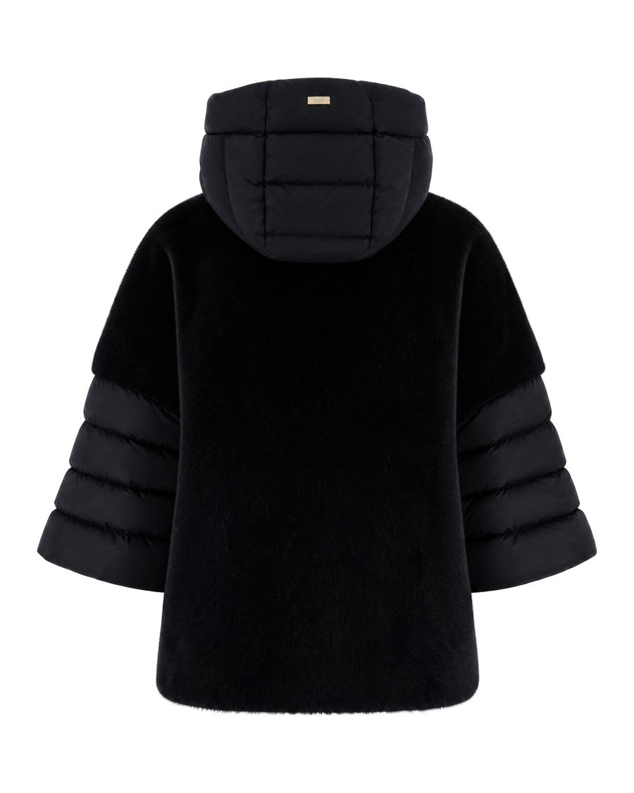 Herno Black Short Synthetic Fur Sleeves Down Jacket