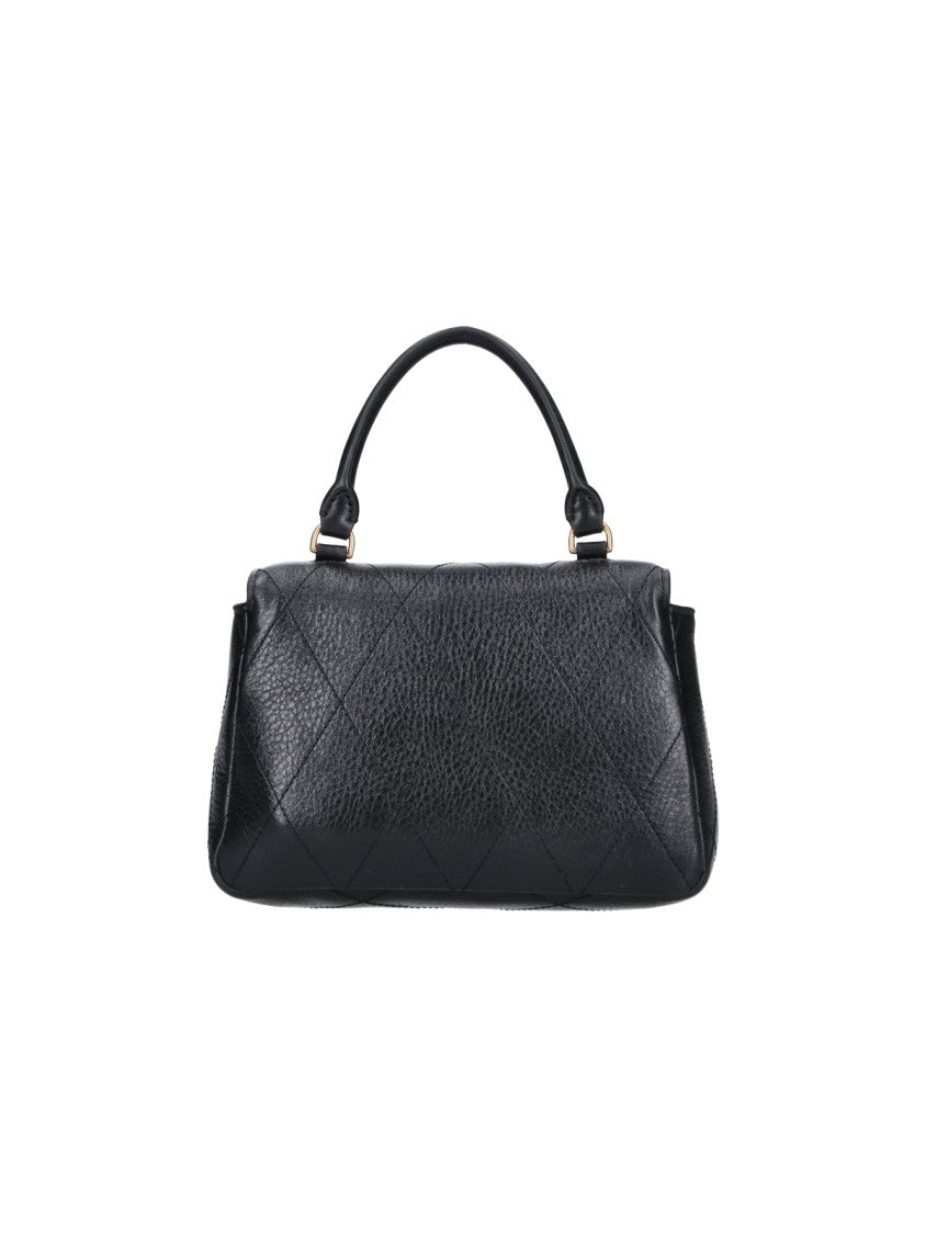 Tory Burch Mini Handbag In Black Calf Leather With Quilted Design And Chain Strap
