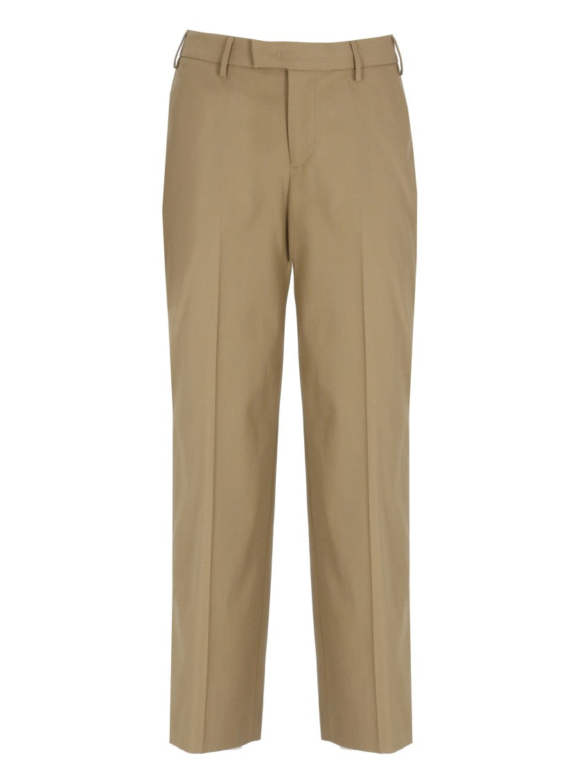 Pt Torino Brown Welt Pockets Cotton Formal Pants