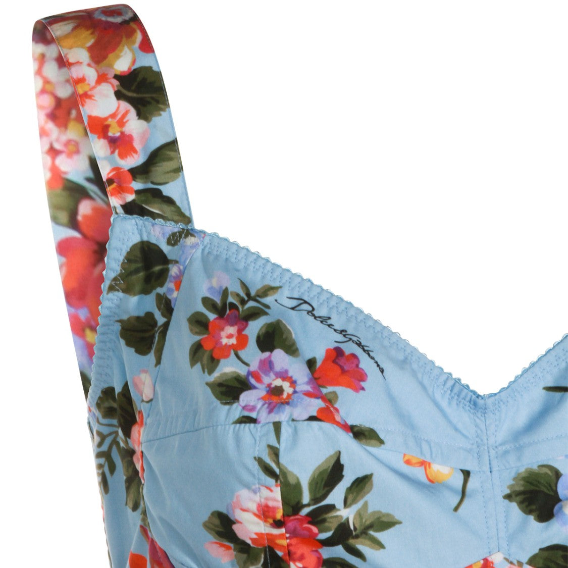 Dolce & Gabbana Multicolor Floral Print Maxi Dress With Heart Neckline