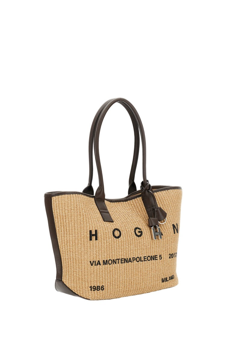 Hogan Address Shopping Rafia Bag