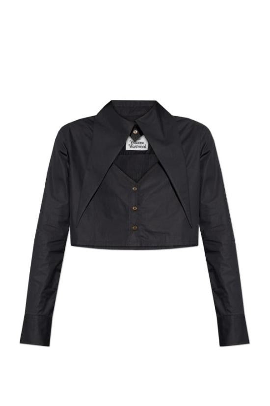 Vivienne Westwood Cropped Black Shirt With Layered Design