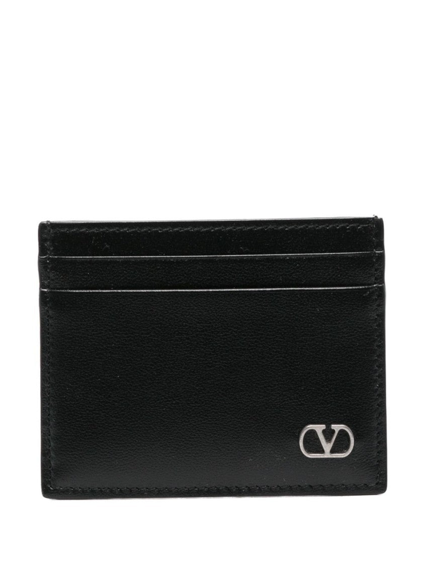 Valentino Garavani Minimalist Black Leather Card Holder