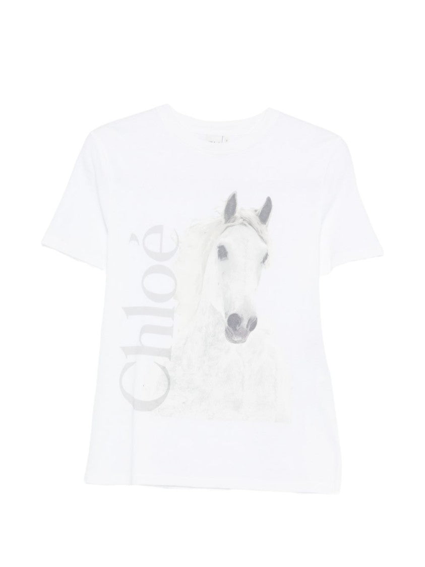 Chloé Artistic Print T-Shirt With Horse Design