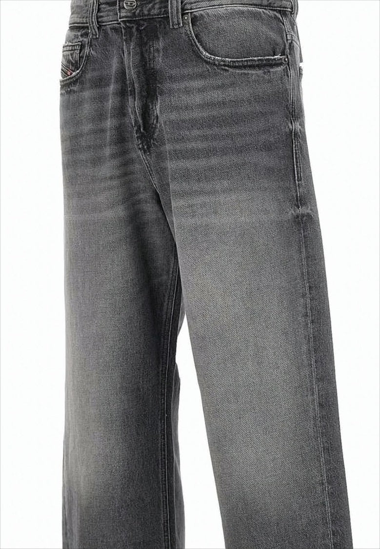 Diesel Faded Black Wide-Leg Denim Pants