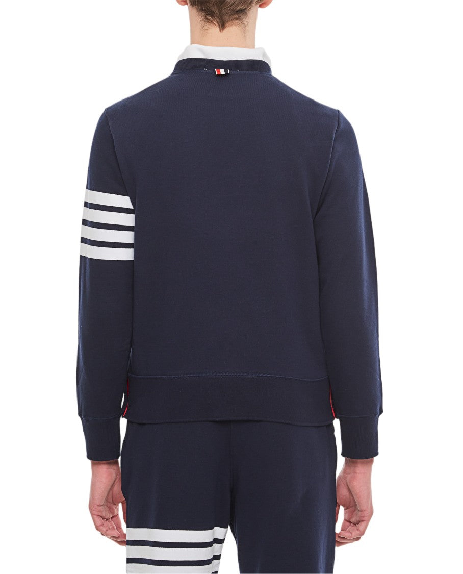 Thom Browne Classic Loopback Crewneck Sweatshirt With Signature Stripes