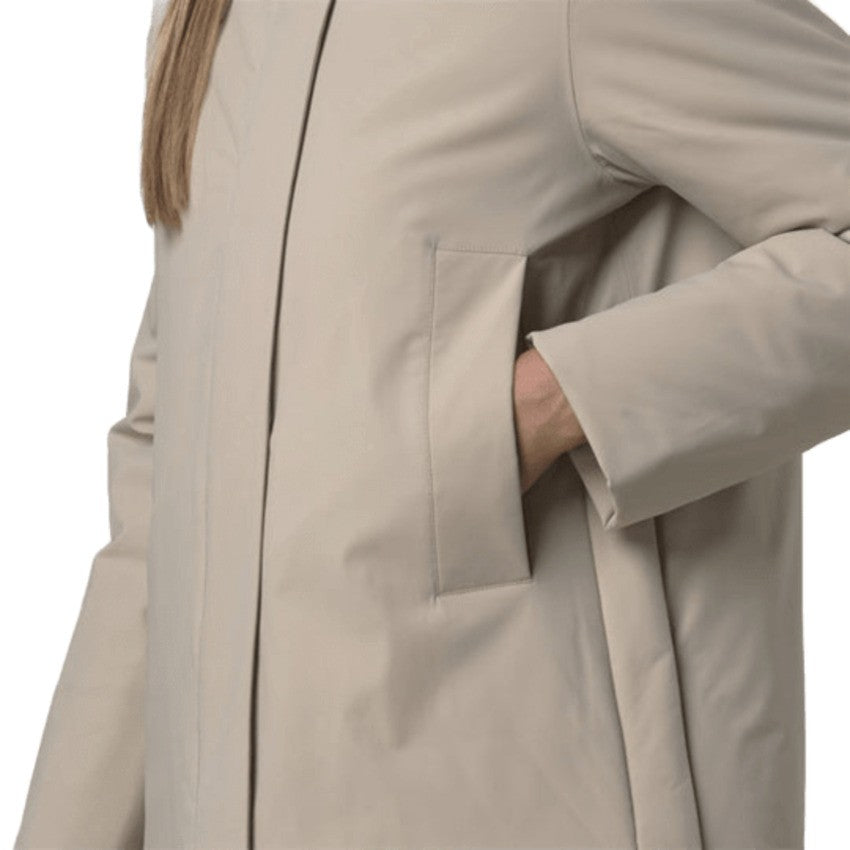 K-Way Beige Cashmere Short Jacket With Removable Hood