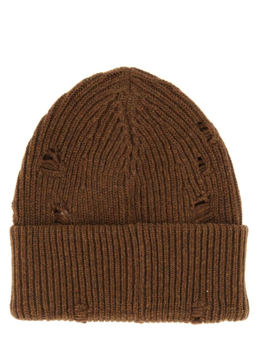 Mm6 By Maison Margiela Ribbed Wool Blend Beanie Hat