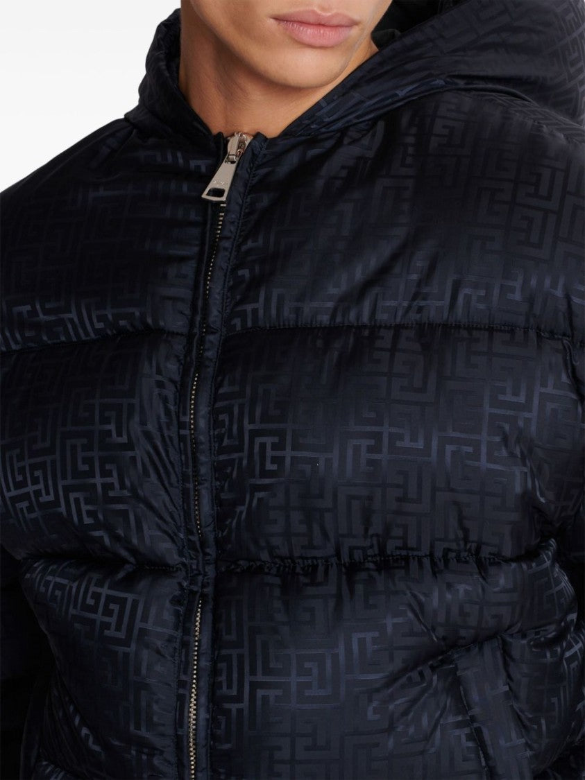 Balmain Signature Monogram Print Padded Jacket