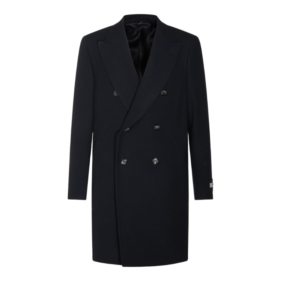 Canali Black Double-Breasted Wide-Lapel Coat