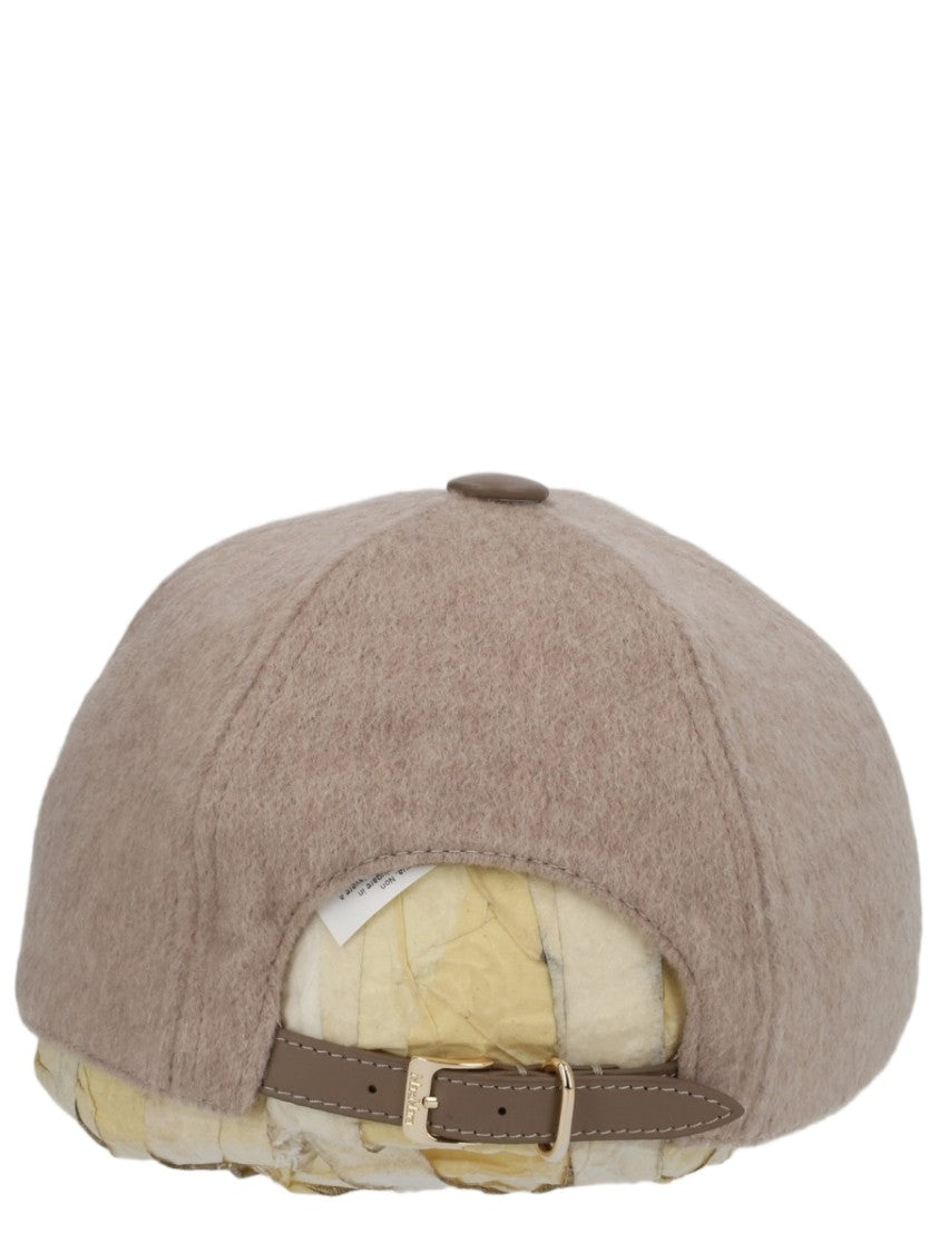 Max Mara Cashmere Baseball Cap With Embroidered Emblem And Adjustable Strap