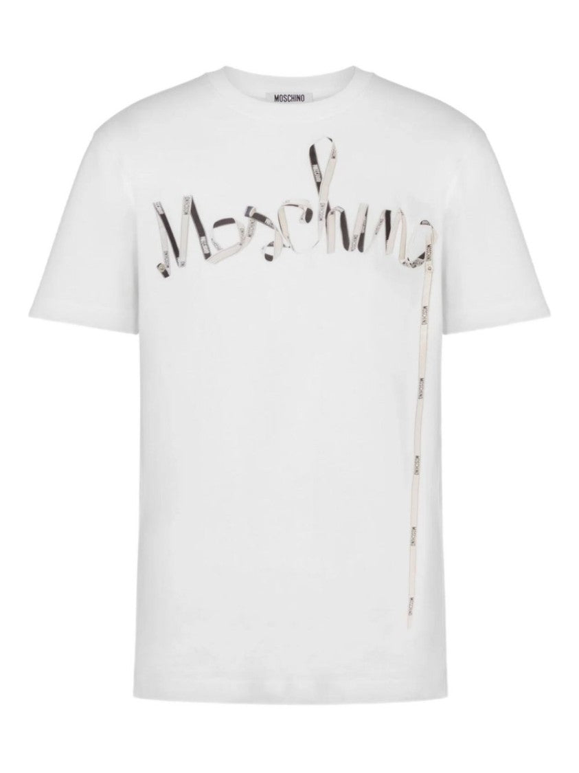 Moschino White Multicolour Logo Print Cotton T-Shirt