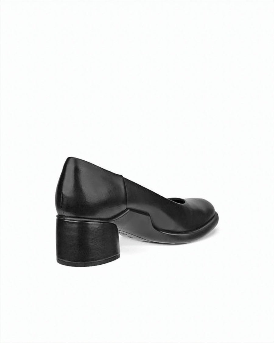 Ecco Refined Black Leather Pumps With Cylindrical Heel