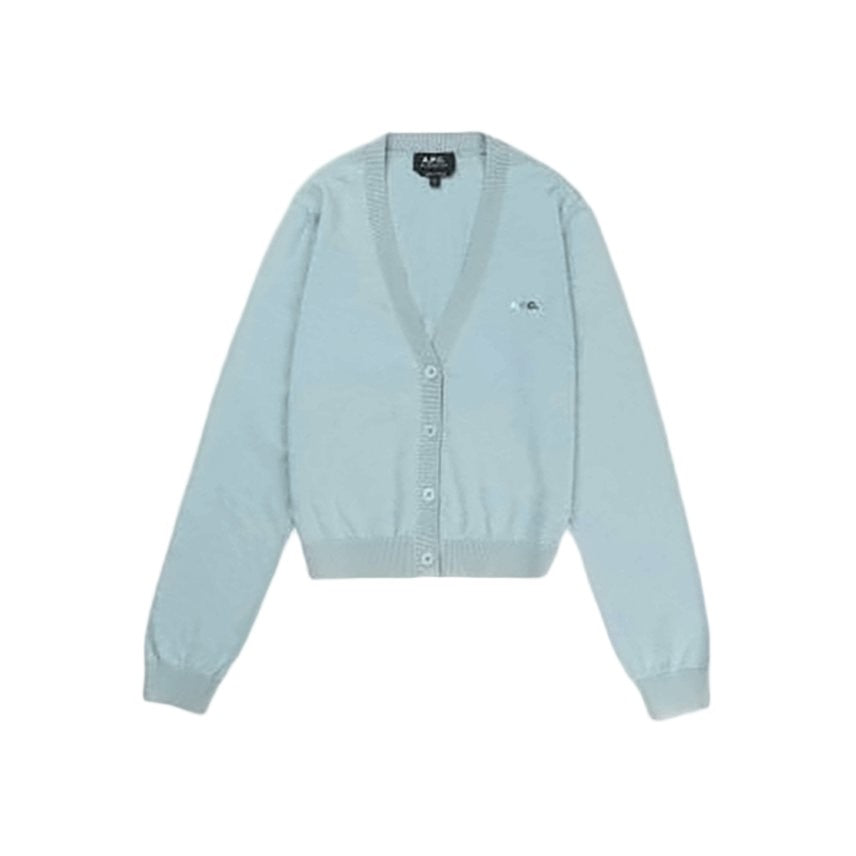 A.P.C. Light Blue Knit Cardigan With V-Neckline