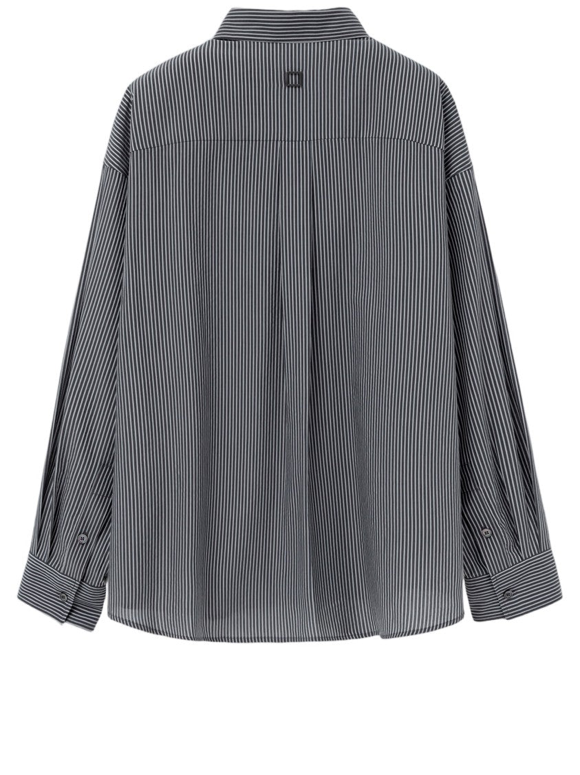 Wooyoungmi Cotton-Blend Casual Shirt With Vertical Stripes