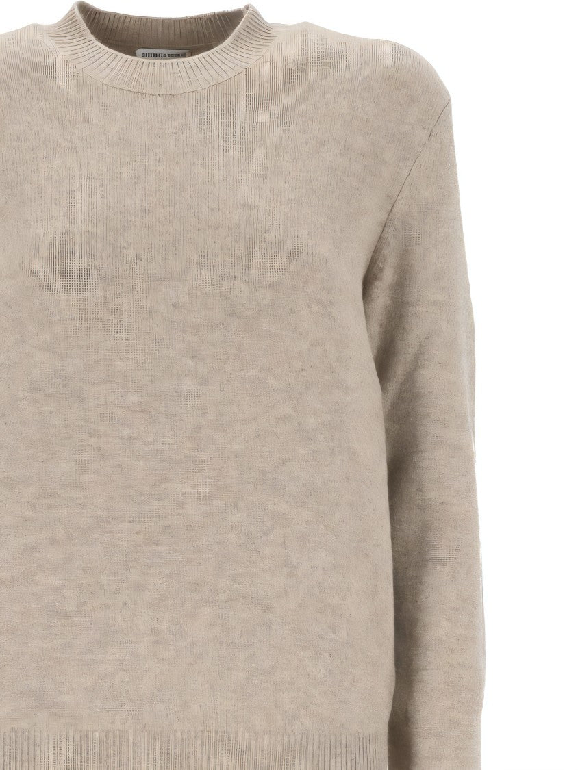 Bottega Veneta Relaxed Fit Cashmere Sweater With Unique Woven Elbow Patches