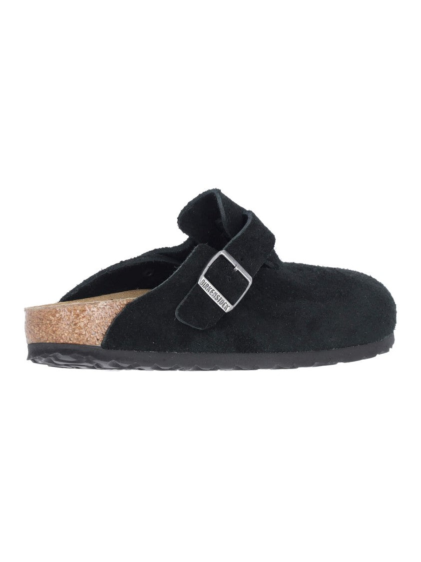 Birkenstock Suede 'Boston' Mules With Adjustable Strap And Anatomical Footbed