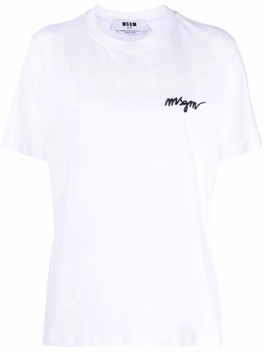 Msgm White T-Shirt With Subtle Logo Detail